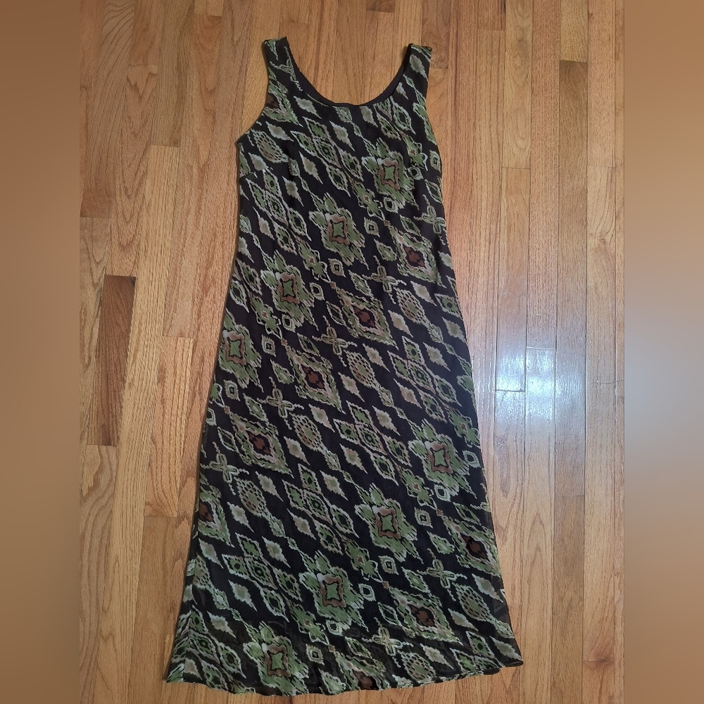 3/$10⭐ K Studio Vtg Maxi Dress, Women's 8, Green/Brown